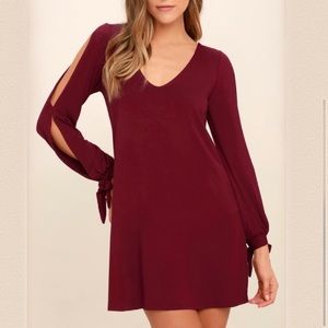 LULU’S Glory of Love Wine Red Shift Dress